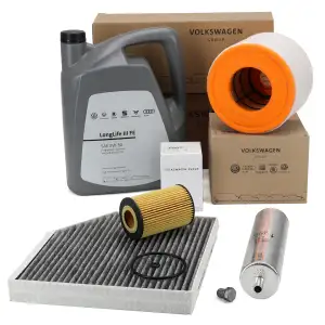 ORIGINAL AUDI filter set, 4 pieces + 5L 0W30 engine oil A6 (C7) 2.0 TDI 136/150/190 hp from 09/2014