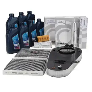 ORIGINAL BMW filter set, 4 pieces + 7L 5W30 engine oil, 5 Series F10 F11 F07 518-530d F01 730d N47 N57