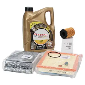 ORIGINAL PSA filter set + 5L TOTAL 5W30 engine oil for C3 II DS3 207 208 1.4/1.6 HDi