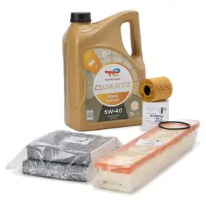 ORIGINAL Citroen Peugeot filter set, 3 pieces + 5L TOTAL QUARTZ 5W40 engine oil 1.4 1.6