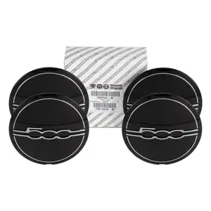 4x ORIGINAL Fiat hub caps, 15-inch, black, 500e / Cabrio 735747347