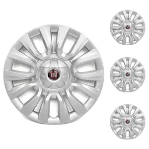 4x ORIGINAL Fiat hubcap wheel cover SILVER 15 inch TIPO (356 357) 735650524