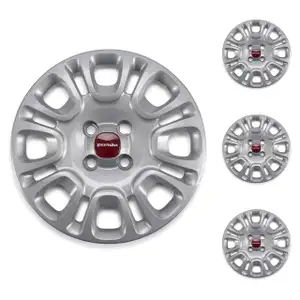 4x ORIGINAL Fiat hubcap wheel cover 14 inch silver Panda 312 from model year 02.2012 735553850