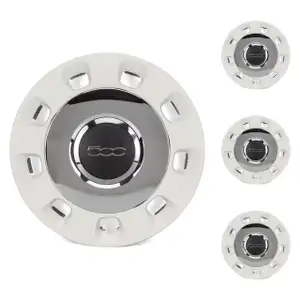 4x ORIGINAL Fiat hubcap wheel cover 14 inch chrome white 500 500c 312_ 51935068