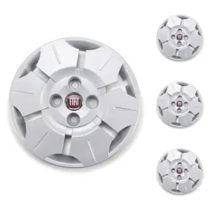 4x ORIGINAL Fiat hubcap wheel cover 13 inch silver Panda 169 from model year 09.2003 735459881
