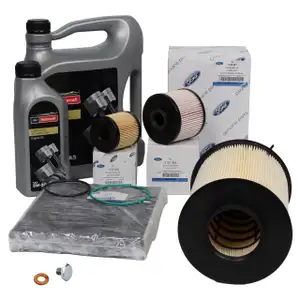 ORIGINAL Ford filter set, 4 pieces + 6L engine oil 5W30 for C-MAX II FOCUS III 2.0 TDCi