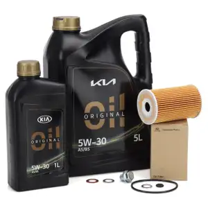 6L ORIGINAL HYUNDAI KIA 5W-30 A5/B5 Motoröl + Ölfilter i20 i30 i40 Cee'D Rio Soul Sportage