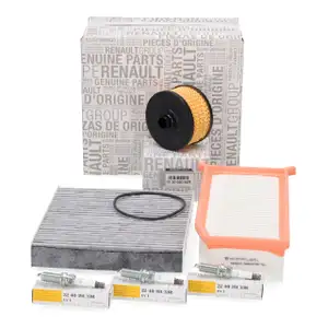 ORIGINAL Renault Filterset + 3x Z&uuml;ndkerze Clio 4 Captur 1 Logan 2 Sandero 2 0.9 TCe