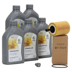 5L ORIGINAL SKODA Motoröl 0W30 LONGLIFE III FE 504/507.00 + Ölfilter 071115562A