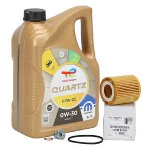 5L TOTAL QUARTZ FPW 02 0W-30 Motor&ouml;l + ORIGINAL PSA MOPAR &Ouml;lfilter 1.5D 1680682480