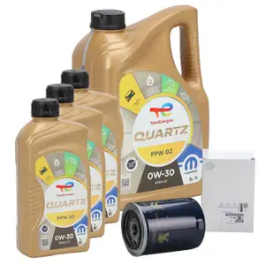 8L ORIGINAL Mopar TOTAL QUARTZ FPW 02 0W-30 Motoer&ouml;l + PSA &Ouml;lfilter 1606267580