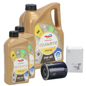 7L ORIGINAL Mopar TOTAL QUARTZ FPW 02 0W-30 Motoer&ouml;l + PSA &Ouml;lfilter 1606267580