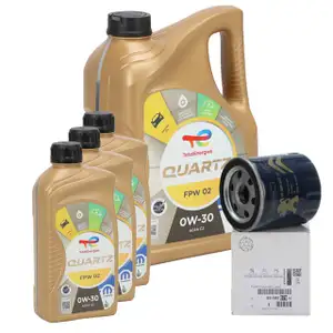 8L 8 Liter TOTAL QUARTZ FPW 02 0W-30 Motor&ouml;l + ORIGINAL PSA &Ouml;lfilter 9808867880