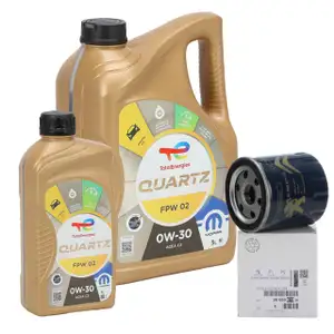 6L 6 Liter TOTAL QUARTZ FPW 02 0W-30 Motor&ouml;l + ORIGINAL PSA &Ouml;lfilter 9808867880