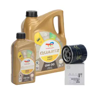 6L 6 Liter TOTAL QUARTZ INEO FIRST 0W-30 + ORIGINAL PSA Ölfilter 9808867880