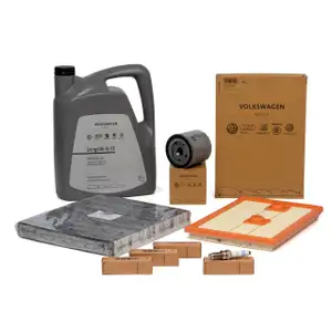 ORIGINAL AUDI VW filter set + 4x spark plugs + 5L 0W30 engine oil Golf 7 8 Passat A3 1.4 TSI/GTE