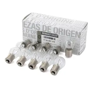 10x ORIGINAL Renault Kugellampe Stecksockel P21W 12V 21W BA15s 7703097178
