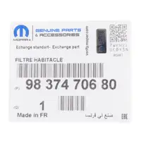 ORIGINAL PSA Opel MOPAR Innenraumfilter Satz ANTIALLERGISCH Astra L 308 3 9837470680