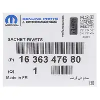 ORIGINAL PSA Opel Nieten satz Frontverkleidung Jumpy 3 Vivaro C Expert vorne 1636347680