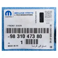 ORIGINAL Peugeot MOPAR vehicle door, passenger door, 2008, front right, 9831047380