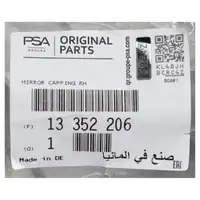 ORIGINAL PSA Opel Spiegelkappe Abdeckung Au&szlig;enspiegel Adam rechts 13352206