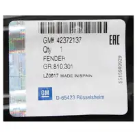 ORIGINAL GM Opel Kotfl&uuml;gel Fender VORNE LINKS 42372137 f&uuml;r MOKKA / MOKKA X