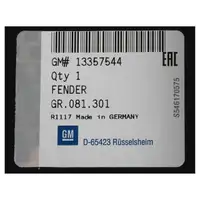 ORIGINAL GM Opel Kotfl&uuml;gel Fender VORNE LINKS 1100052 / 13357544 f&uuml;r ADAM