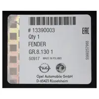 ORIGINAL Opel fender FRONT RIGHT 13390003 for ASTRA J 5-DOOR