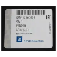 ORIGINAL GM Opel fender FRONT LEFT 13390002 for ASTRA J 5-DOOR