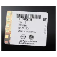 ORIGINAL GM Opel fender Crossland X front left 39136753