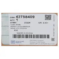 ORIGINAL GM Opel accelerator pedal position sensor Accelerator pedal sensor Mokka / Mokka X J13 42758409