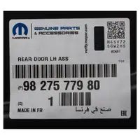 ORIGINAL Peugeot Mopar vehicle door 208 2 rear left 9827577980