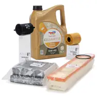 ORIGINAL Citroen Peugeot filter set, 4 pieces + 5L TOTAL QUARTZ 5W40 engine oil 1.4 1.6