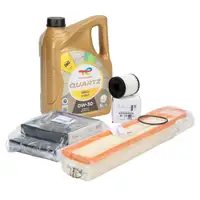 ORIGINAL Citroen Peugeot filter set, 4 pieces + 5L TOTAL QUARTZ 0W30 engine oil 1.4 1.6