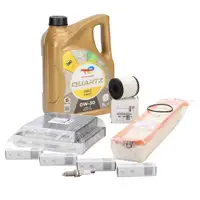 ORIGINAL PSA filter set + spark plugs + 5L TOTAL QUARTZ 0W30 oil 1.4 1.6