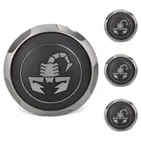 4x ORIGINAL Fiat Abarth hub caps Wheel covers Gray Black 500 500C from model year 2016 onwards 52057487