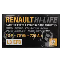 ORIGINAL Renault Dacia EFB Autobatterie Batterie Hi-LIFE12V 70Ah 720A 7711575175
