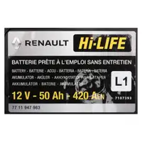 ORIGINAL Renault Dacia Autobatterie Batterie Hi-LIFE 12V 50Ah 420A 7711947963