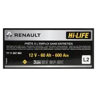 ORIGINAL Renault Dacia Autobatterie Batterie Hi-LIFE 12V 60Ah 600A 7711947964