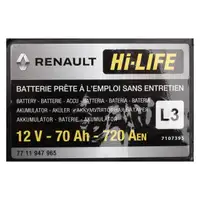 ORIGINAL Renault Dacia Autobatterie Batterie Hi-LIFE 12V 70Ah 720A 7711947965