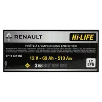 ORIGINAL Renault Dacia EFB Autobatterie Batterie Hi-LIFE 12V 60Ah 510A 7711947966