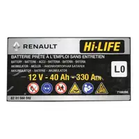 ORIGINAL Renault Autobatterie Batterie Starterbatterie 12V 40Ah 330A Twingo 3 8201560592