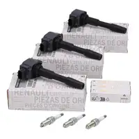 3x ORIGINAL Renault Z&uuml;ndspule + 3x Z&uuml;ndkerze Clio 4 Captur 1 Twingo 3 Logan 2 0.9 TCe