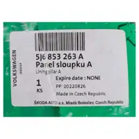 ORIGINAL Skoda Abdeckung Blende A-S&auml;ule Fabia 2 vorne au&szlig;en links 5J6853263A