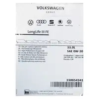 55L 55 Liter ORIGINAL VW Audi Motor&ouml;l &Ouml;l 0W30 LONGLIFE III FE 504.00 507.00 GS55545M6