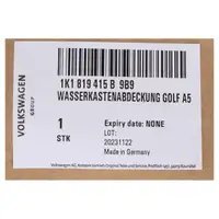 ORIGINAL VW Abdeckung Wasserkasten Windschutzscheibe Golf 5 6 1K1819415B 9B9