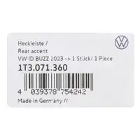ORIGINAL VW Schutzleiste Heckklappe Kofferraum Grau ID.Buzz hinten 1T3071360