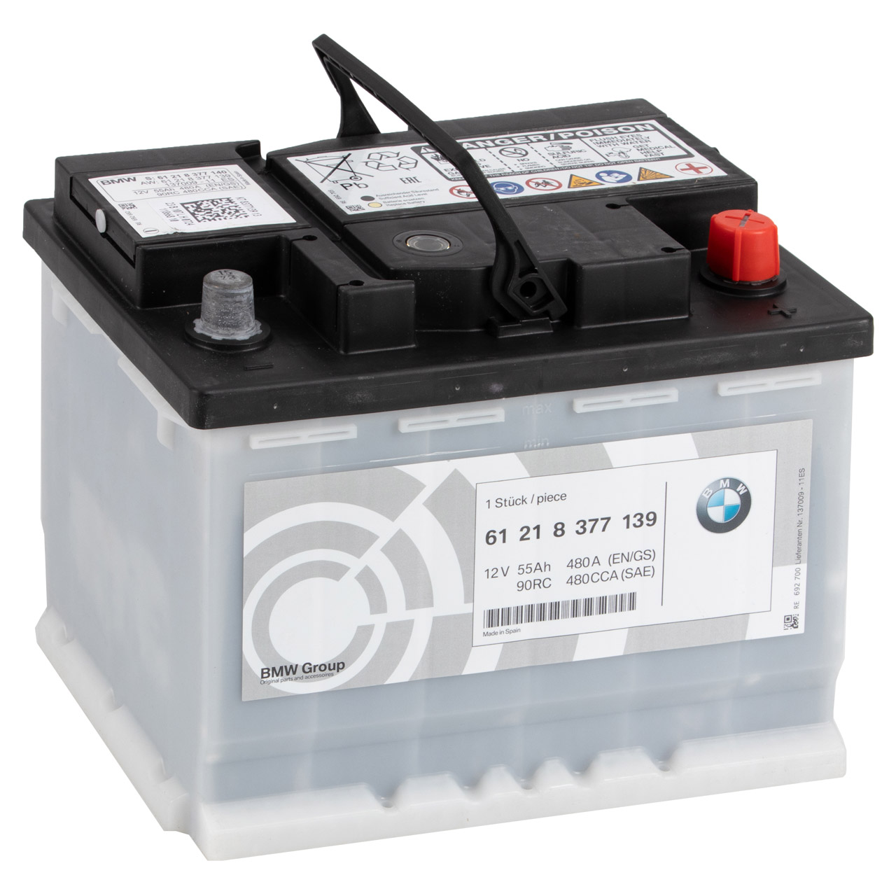ORIGINAL BMW Autobatterie Batterie Starterbatterie 12V 55Ah 480A 61218377139