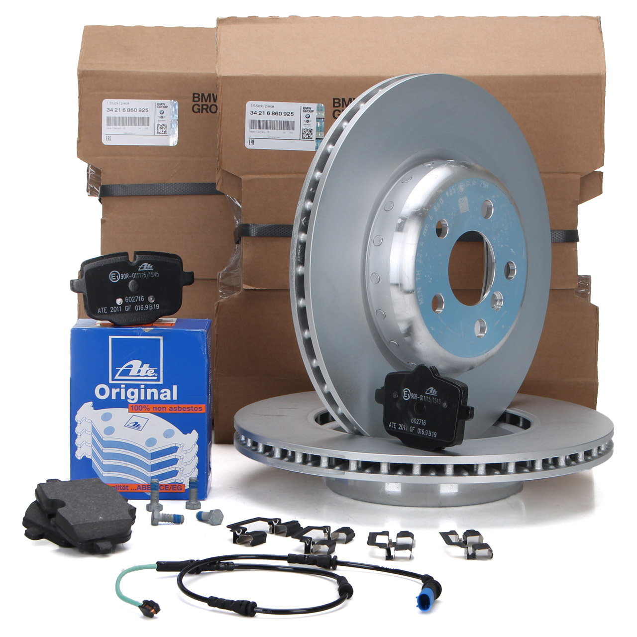 ORIGINAL BMW Bremsscheiben + ATE Bel&auml;ge + Wako 5er G30 7er G11 G12 8er G14 G15 hinten