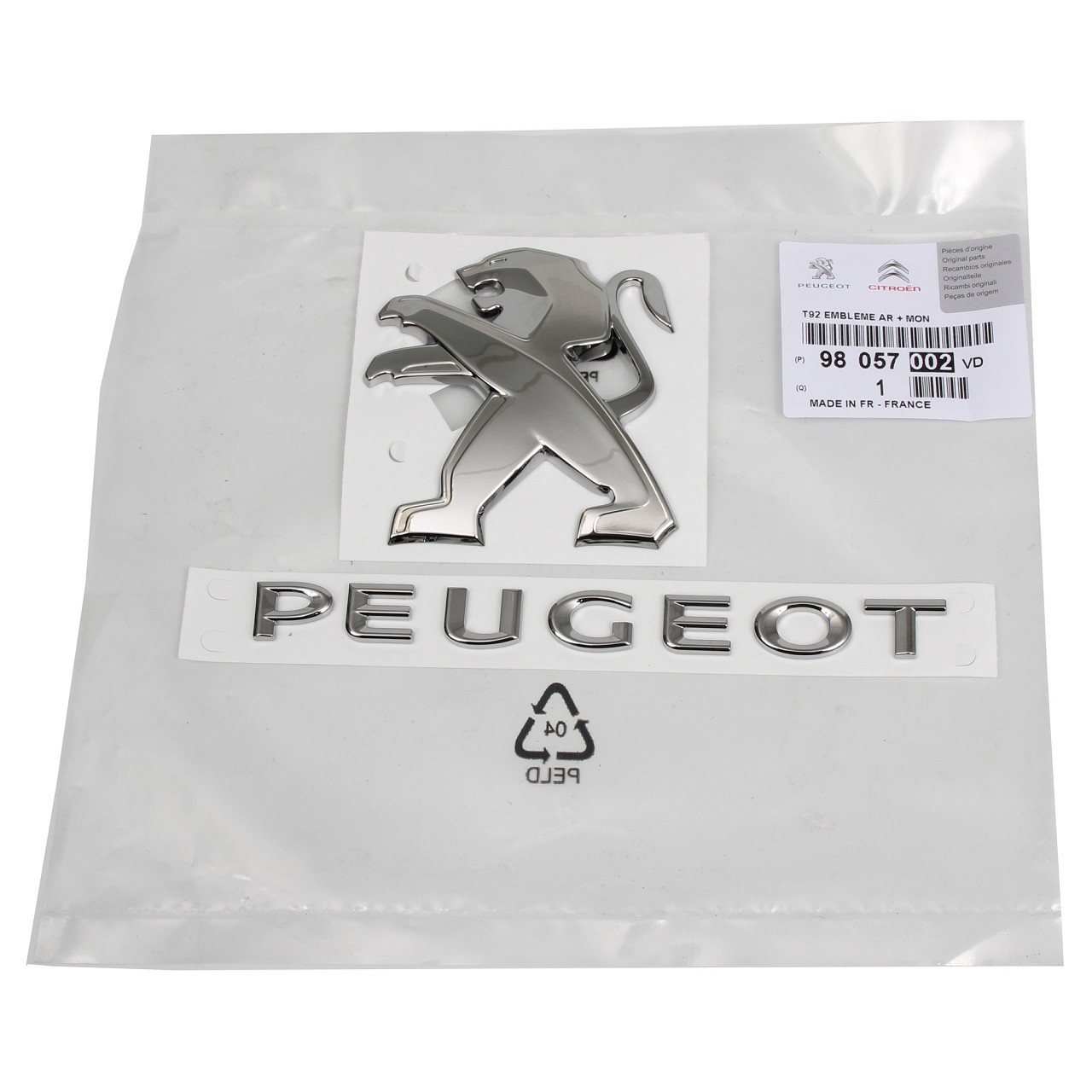 ORIGINAL Peugeot Emblem Plakette Logo Heckklappe CHROM 98057002VD für 308 II